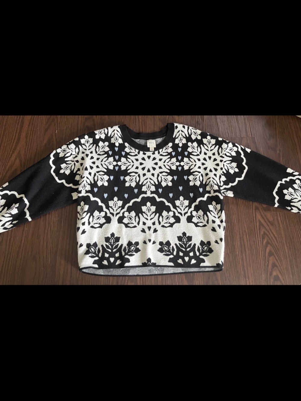 Anthropologie Maeve Sweater Women’s Large Floral & Hearts Crewneck Knit Pullover